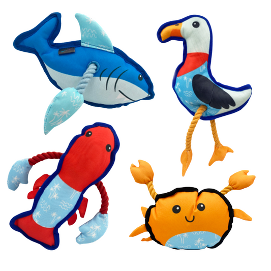 Seaside Dog Toy with Squeak and Rope