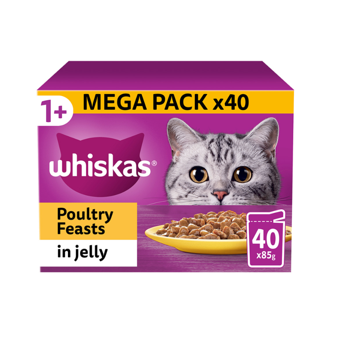 Whiskas Poultry Feast in Jelly 1+ 40 pack