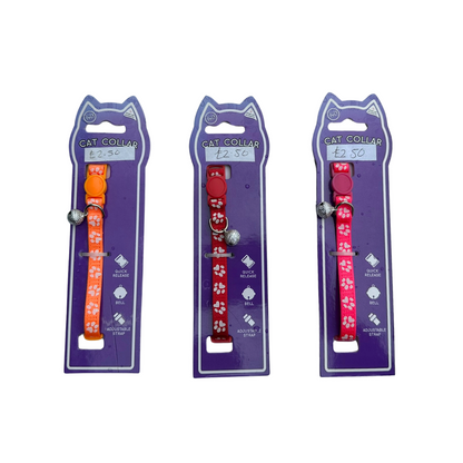 Paw Print Cat Collar with Bell